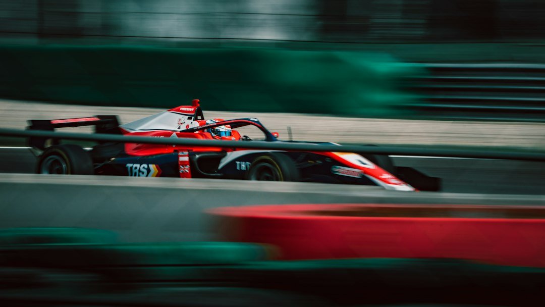 Race car driving on a circuit during a Formula 1 style race weekend